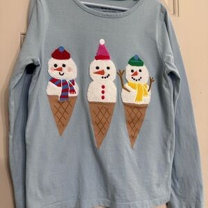 Mini Boden Blue Snowman Trio Long Sleeve Tee
